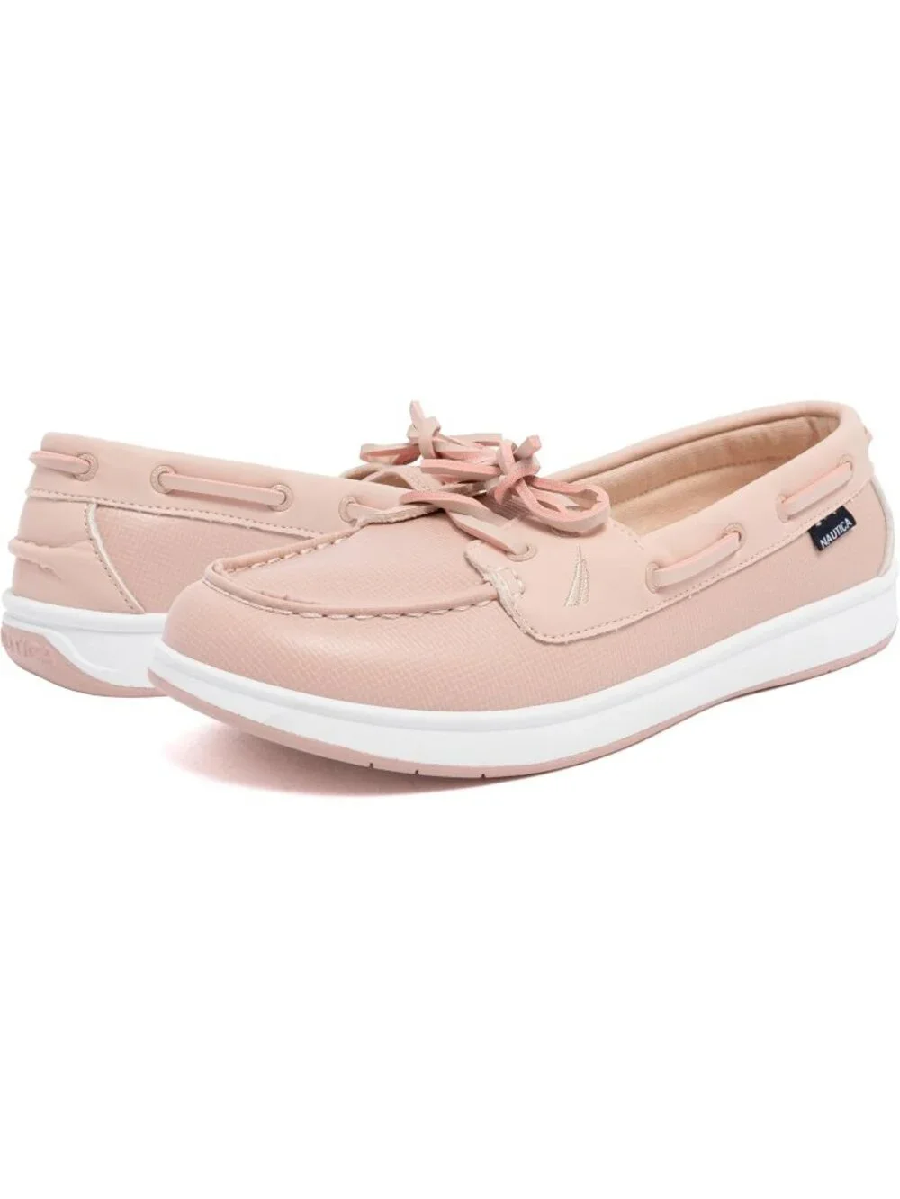 Women's Blush Emboss Faux Leather Moc-Toe Loafers with Cushioned Insole Sneakers